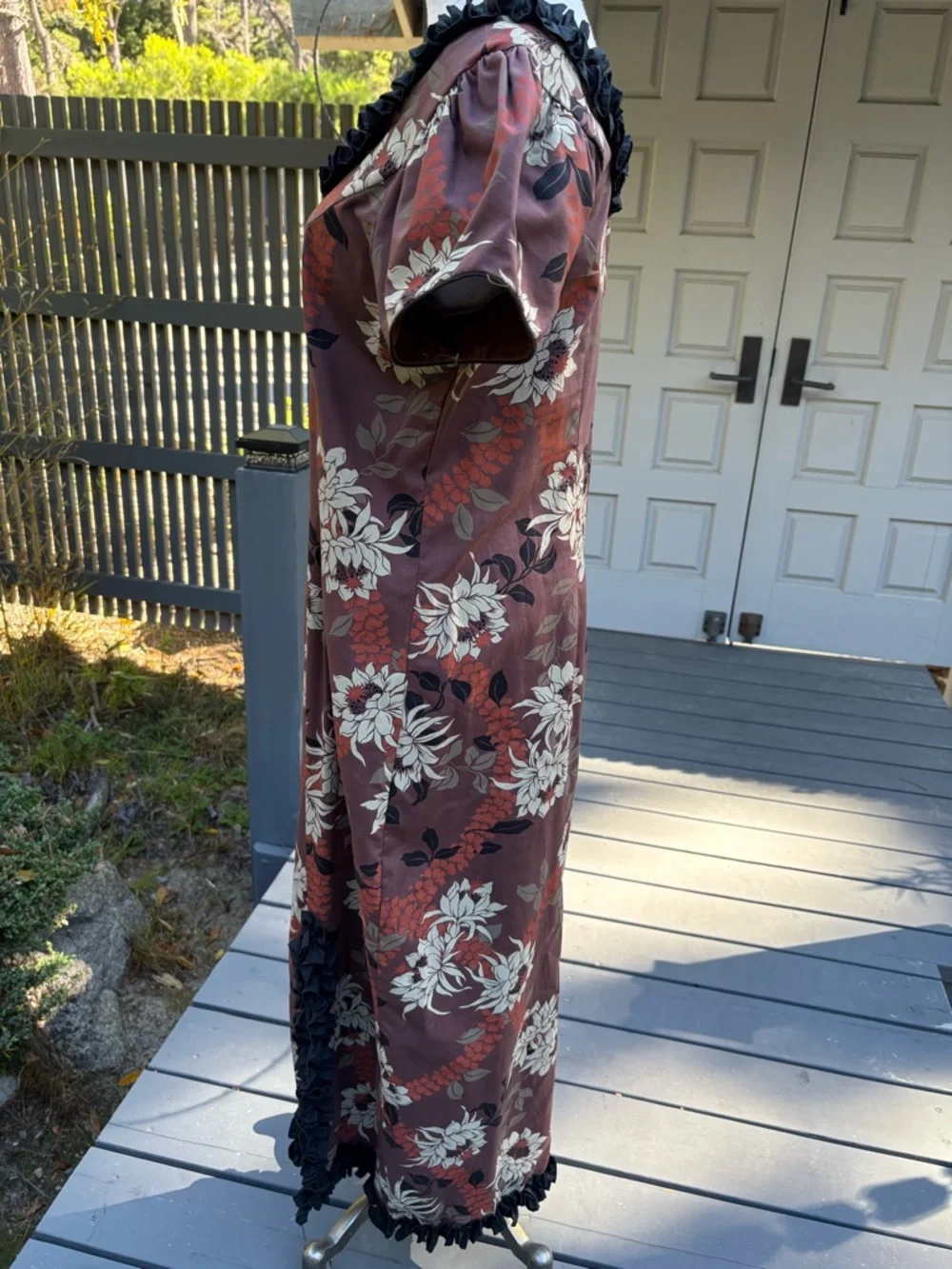 Vintage Karyl  Kaye Ruffle Floral 🌺Hawaiian 🌺 Muumuu Maxi Dress - Picture 7 of 9